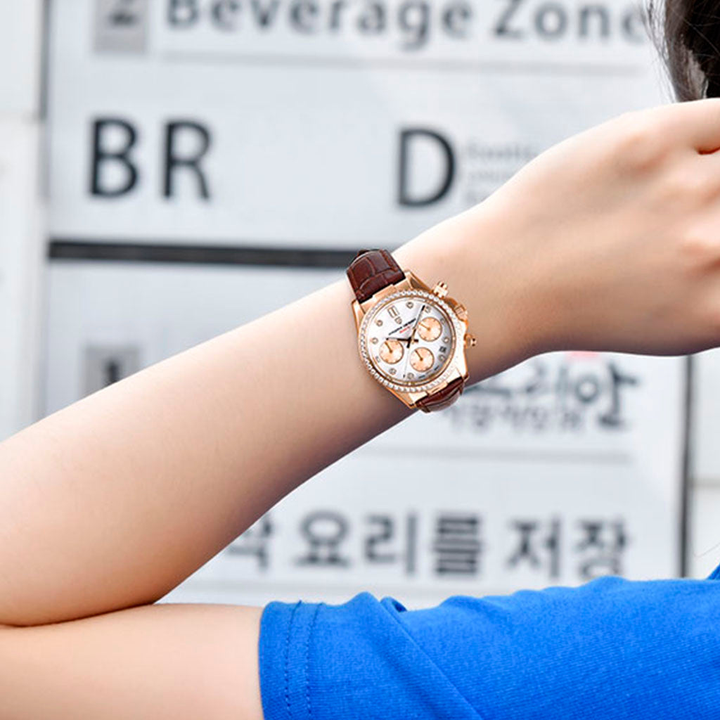 Relógio Feminino Pagani Design Daisy Gold Brown