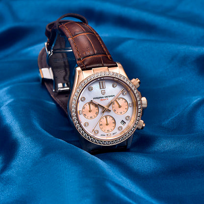 Relógio Feminino Pagani Design Daisy Gold Brown