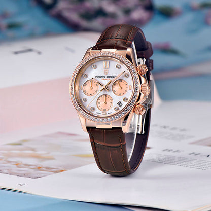 Relógio Feminino Pagani Design Daisy Gold Brown